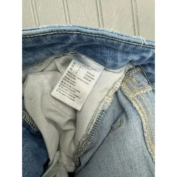 American Eagle Size 2 Women Jean Jegging Crop Mid Rise Skinny Light Wash Stretch - Picture 2 of 5